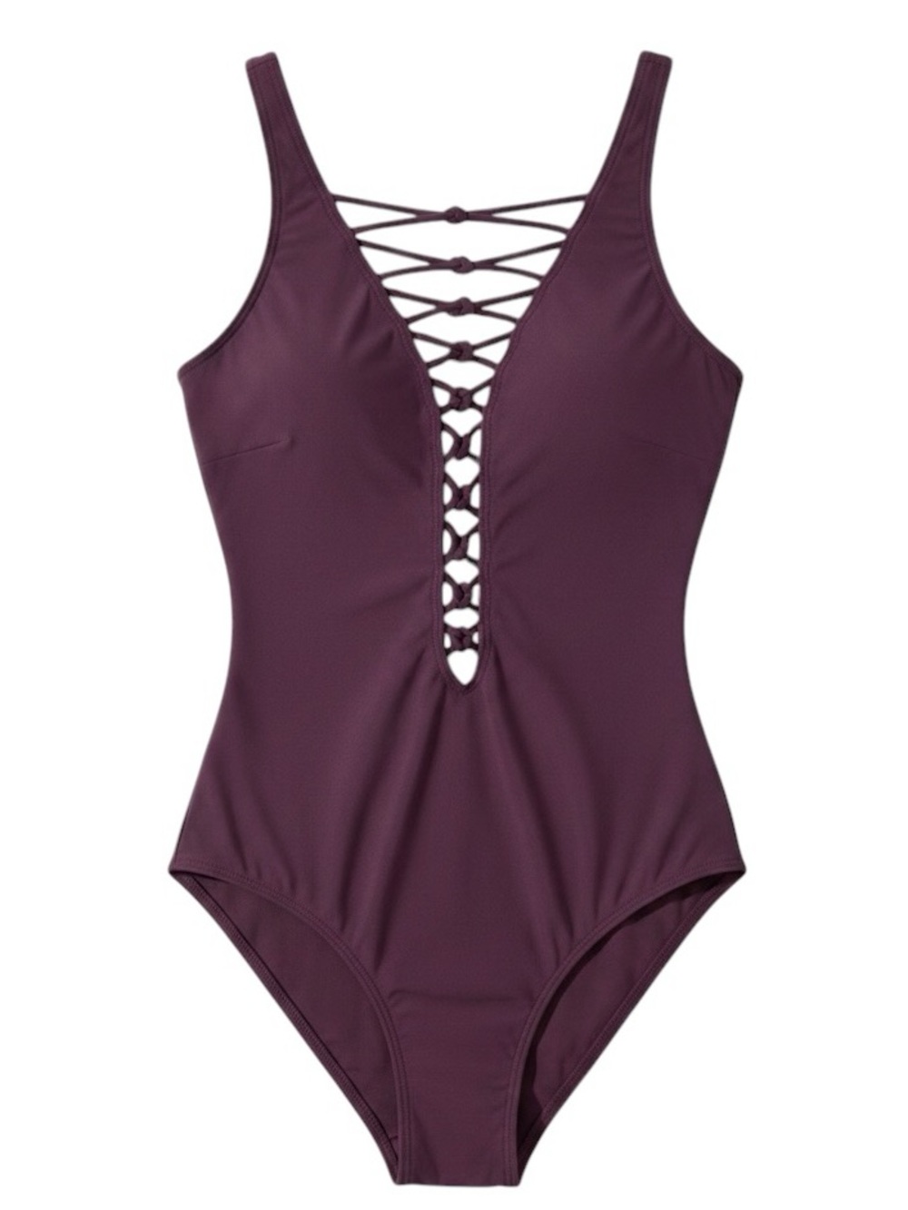 Bleu Rod Beattie Let’s Get Knotty One Piece Swimsuit Aubergine Purple Size 6 NWT